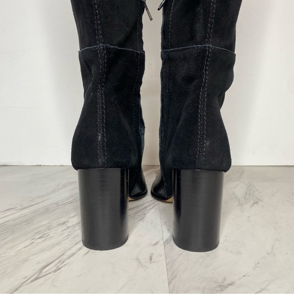 Dolce Vita Fynn Black Suede Crocodile Embossed Leather Heeled Tall Boot 8 - Picture 4 of 16